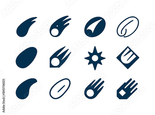 Comet Trail Logo Set. night sky. Icon set. Set Logo of night sky