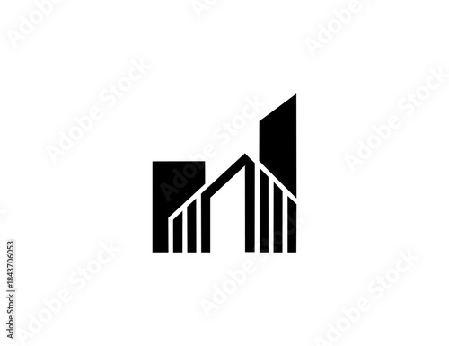Abstract building logo design featuring modern architectural structures on a white background.