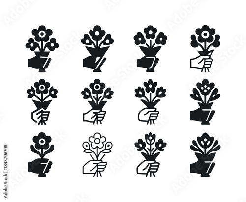 Floral Logo Variations. Greet with flowers. Icon set. Set Logo o