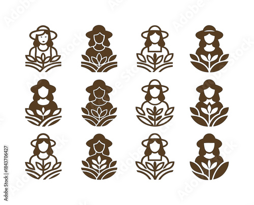 Rural Women Entrepreneur Icons. Women entrepreneurs in rural are