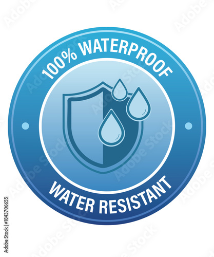 100% Waterproof and water resistant protection badge with shield icon