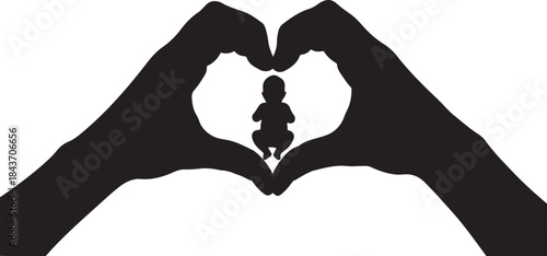 Hands Forming a Heart Around an Unborn Baby
Love and Protection for New Life
Pregnancy Care and Parental Love Silhouette