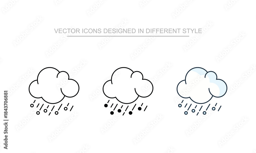 Obraz premium Hail icon set in different style with white background illustration