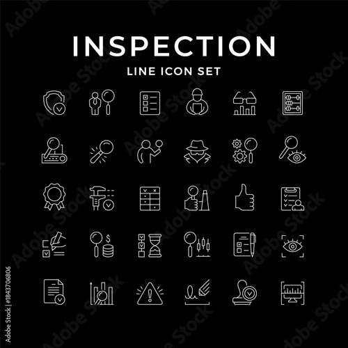 Set line icons of inspection