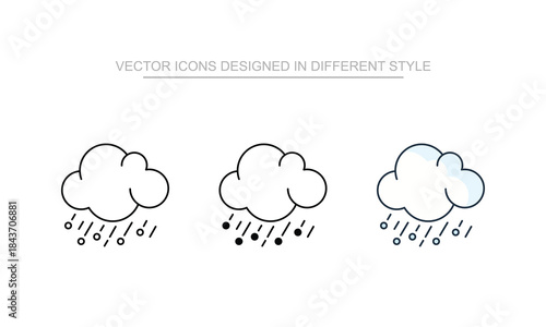 Hail icon set in different style with white background illustration