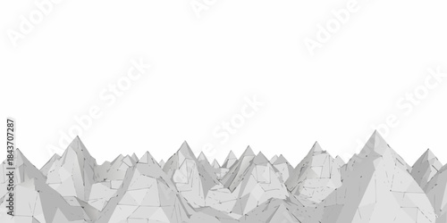 Abstract geometric landscape of sharp polygonal peaks in a minimalist style