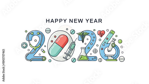 Geometric design for a Happy New Year celebration card for 2026. New Year concept.