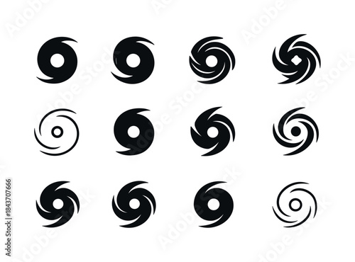 Severe Hurricane Icons. Severe Hurricanes. Icon set. Set Logo of