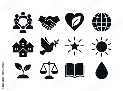 Unified Society Icons. Unified society. Solid icon set of unifie