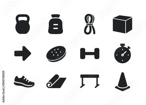 Functional Fitness Icons. Functional Fitness. Solid icon set of