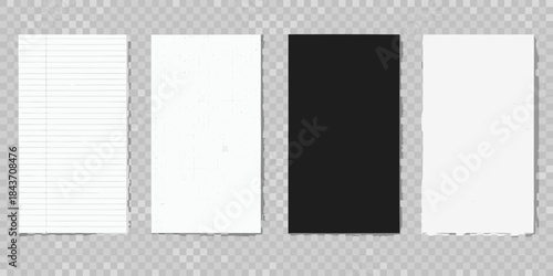 Four rectangular paper sheets with varying textures and colors displayed