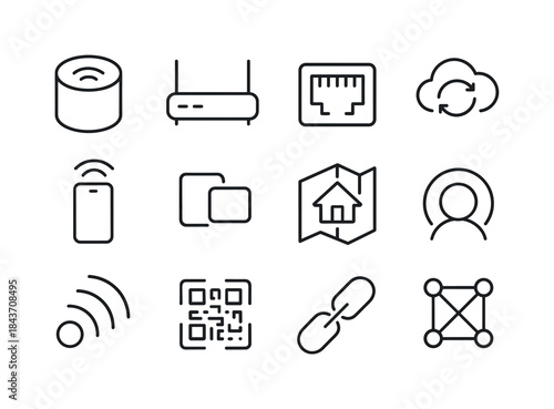 Whole-Home Connectivity Icons. Whole-home connectivity. Line ico