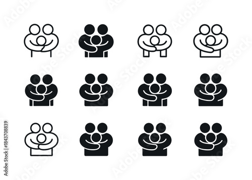 Group Hug Logos. Group hug. Icon set. Set Logo of group hug: col