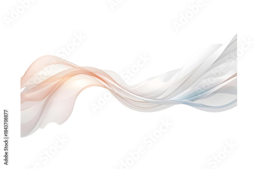 abstract wide ribbon of flowing white and pale pink silk or fabric in a graceful wave, no background svg