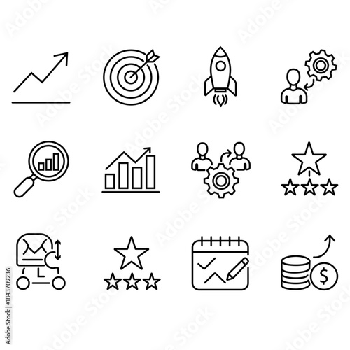 Business Analytics and Startup Line Icons Set
