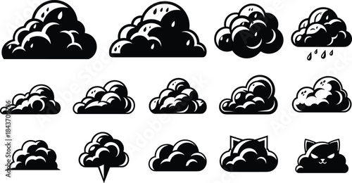 Diverse Dog and Cat Silhouette Vector Set, Different Breeds, Companion Animals, Pets, German Shepherd, Husky, Feline, Canine, Black Graphics, Simple