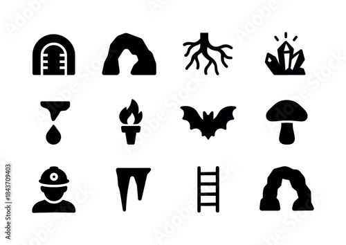 Subterranean Icon Set. Subterranean World. Solid icon set of Sub