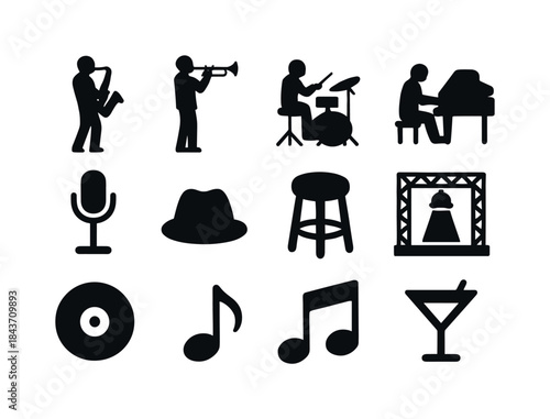 Musician Silhouette Icons. Musician silhouette. Solid icon set o
