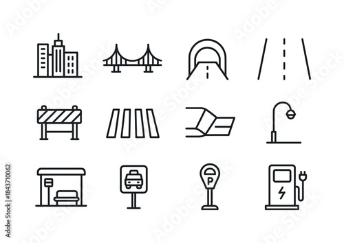 Urban Environment Icons. self-driving cars