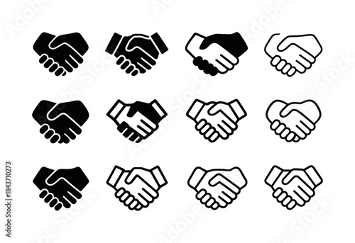 Handshake Icon Set. Shaking. Icon set. Set Logo of shaking: frie