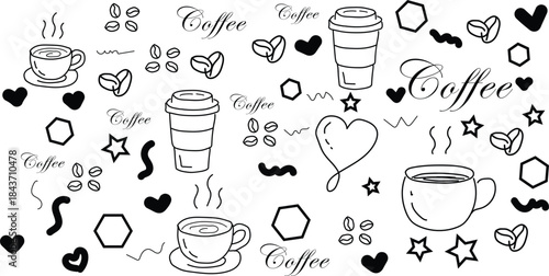 Cute Coffee Element Doddle Vector 