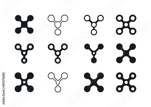 Interconnected Logos Grid. Compound. Icon set. Set Logo of Compo