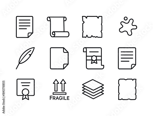 Old Manuscripts Icons. Old manuscripts. Line icon set of old man