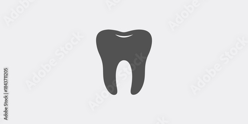 Simple black silhouette of a single human tooth on a light gray background