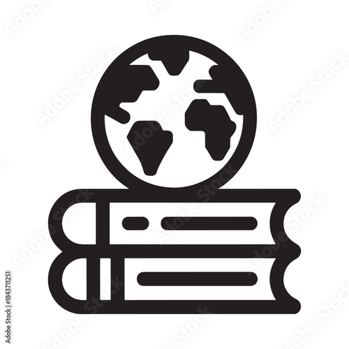 Globe resting on stack of books a symbol of global education