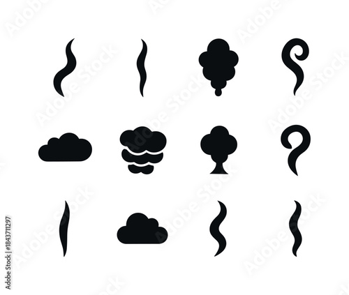 Smoke Trails Icons. Smoke trails. Solid icon set of smoke trails