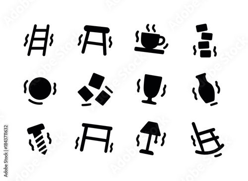 Shaky Objects Icons. Shaky Objects. Solid icon set of Shaky Obje