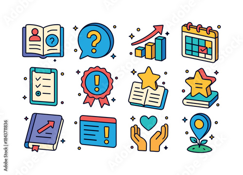 Educational Support Icons. Education Support. Colorful isometric