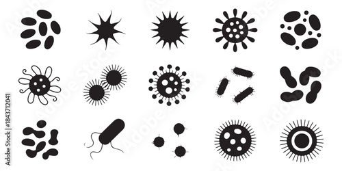 Collection of virus and bacteria icons vector illustration isolated on white background