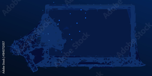 A dark blue abstract frame with a textured border and subtle star details