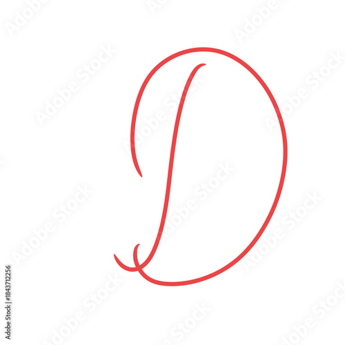 English capital letter D in red illustration art