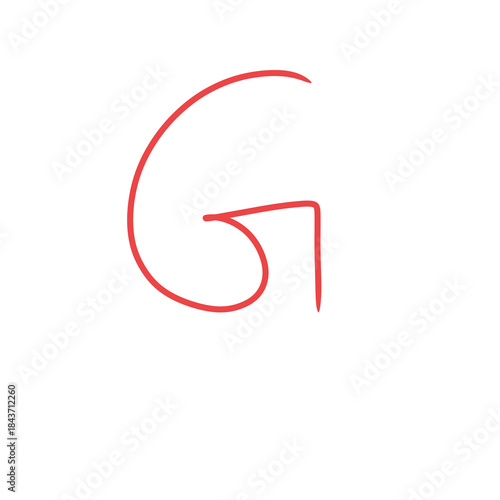 English capital letter G in red illustration art