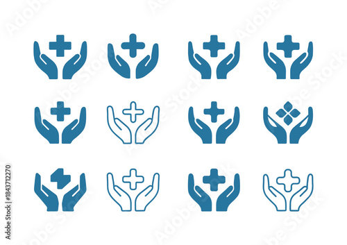 Harmonious Positivity Icons. Positivity. Icon set. Set Logo of p