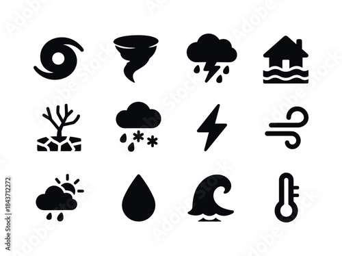 Extreme Weather Icons. Extreme Weather. Solid icon set of Extrem