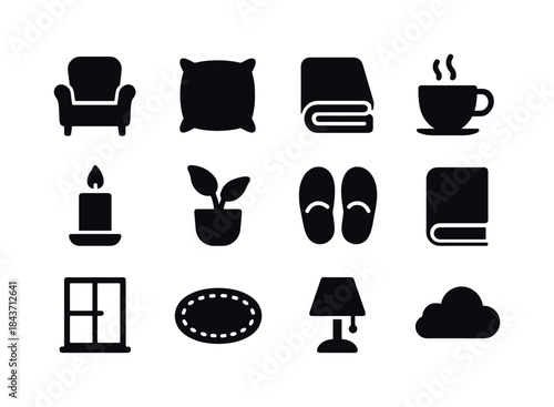 Home Relaxation Icons. Home relaxation. Solid icon set of home r