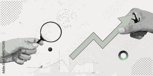 Analyzing market trends a hand inspecting an upward pointing arrow graph
