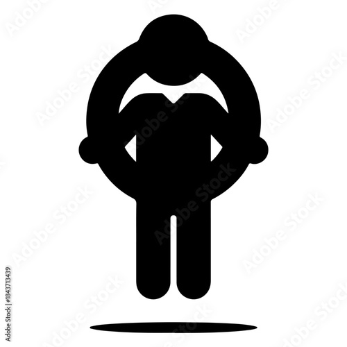 Elegant Black Silhouette: Person with Humble Posture