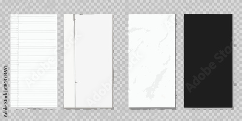 Four rectangular paper sheets with varying textures and colors displayed