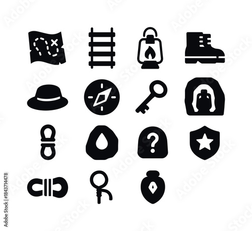 Underground Icons Collection. Underground Adventures. Solid icon