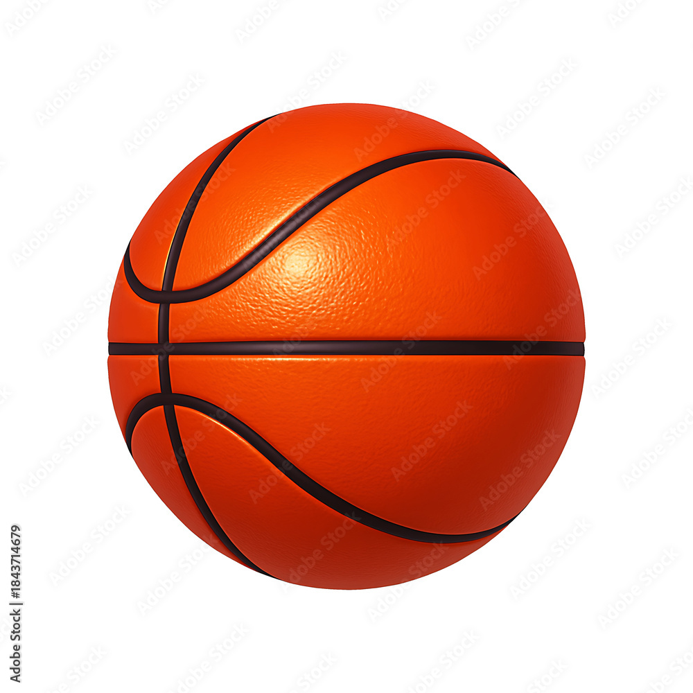 Fototapeta premium Vibrant orange basketball with classic black lines against a dark background