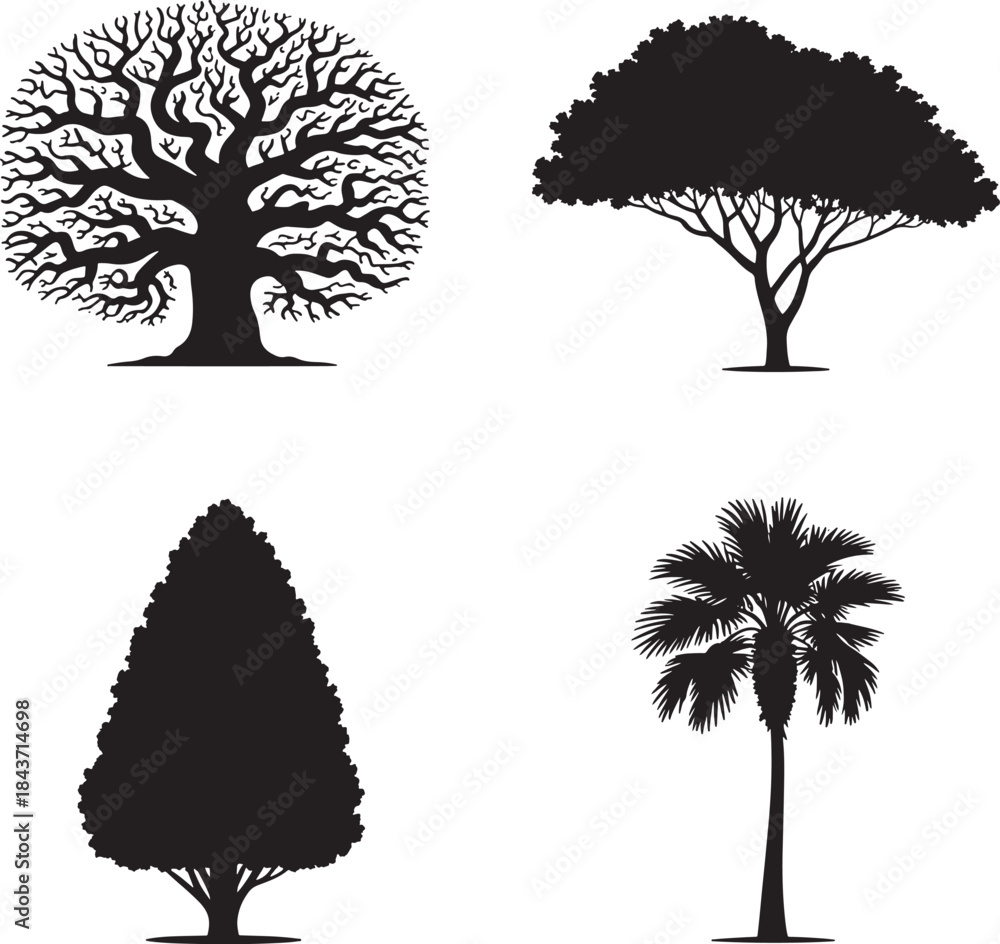 Fototapeta premium set of trees silhouettes