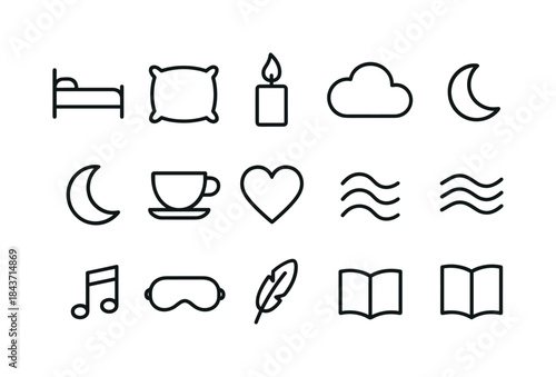 Relaxation Icon Set. Rest and Relaxation. Line icon set of Rest