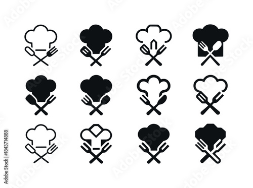 Festive Meal Icons. Preparing a festive meal. Icon set. Set Logo