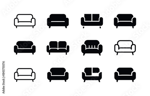 Living Room Logo Grid. living room. Icon set. Set Logo of living