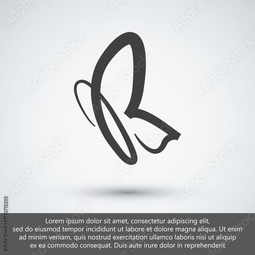 Minimal Butterfly Line Art Icon with Elegant Outline Vector