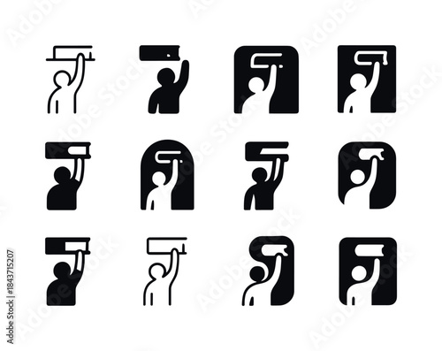High Shelf Reach Icons. Reaching for Something on a High Shelf.